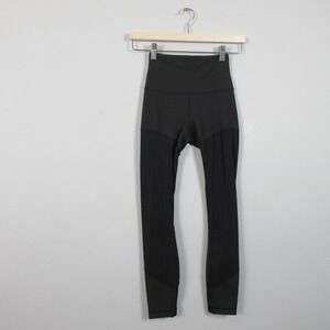 Lululemon Wunder Train Mesh High Rise Tight 25" Women 2 Black Workout Yoga 136